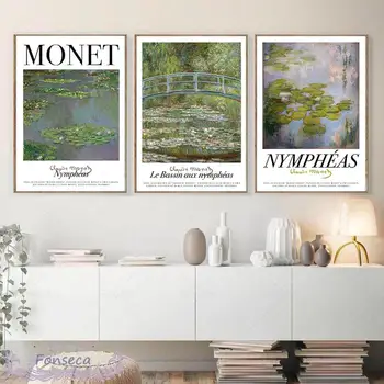Claude Monet Nilüferler Iris Bahçe Yağlıboya Baskılar Tuval Sanat Empresyonist Posteri Duvar Resmi Oturma Odası için