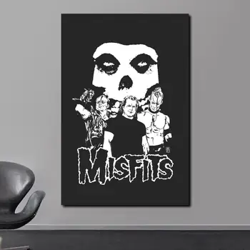 Misfits Fiend Kafatası Kumaş Tekstil Kumaş Posteri Bayrak Kumaş Müzik Posteri HD Baskı Tuval Poster yatak odası dekoru Spor Odası Dekor